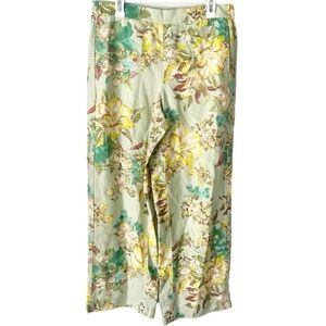 Talbots Pants Women's Medium Wide Leg Washed Linen Dynamic Floral